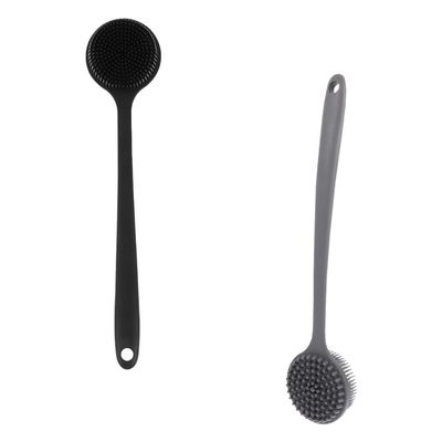 Beaupretty 2pcs Handle Silicone Bath Body Brush Back Scrubber Soft Bristles for Cleaning Massaging Convenient