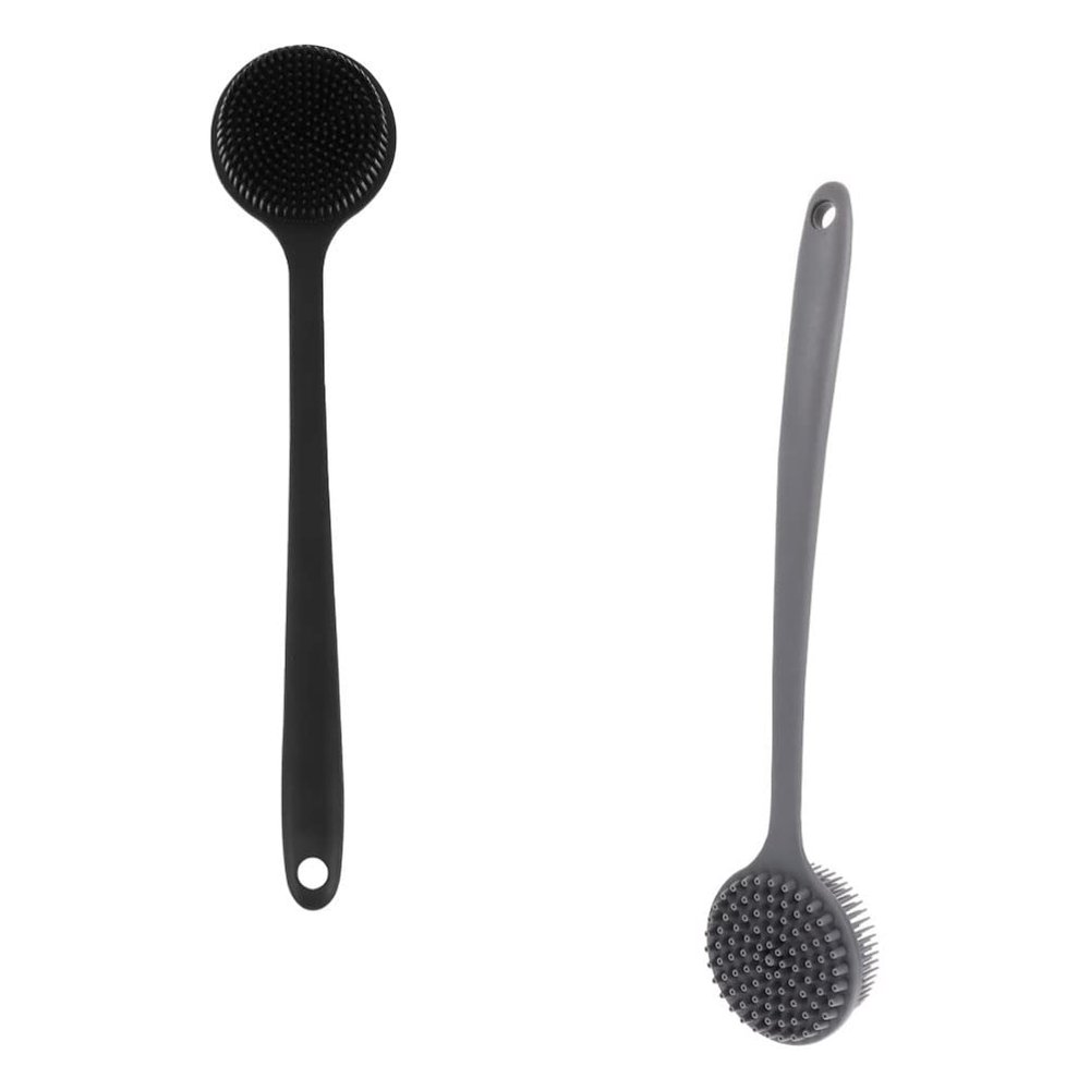 Beaupretty 2pcs Handle Silicone Bath Body Brush Back Scrubber Soft Bristles for Cleaning Massaging Convenient