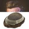100% Human Hair Toupee for Men Hairpiece for Men Soft Thin French Lace Breathable Hair System Natural Looking Clear Poly Skin Around Wigs Transparent Lace Skin Hairpiece Replacement (8"x10", #1B40 Natural Black+40%Gray-120% Light to Medium Density) view 1
