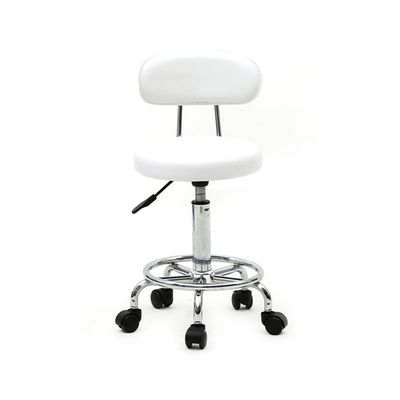 Gappys Adjustable Salon Stool Chair with Wheels and Back Support - Hair Stylist Office Home Kitchen Massage Medical Lab Salon Artist (White)