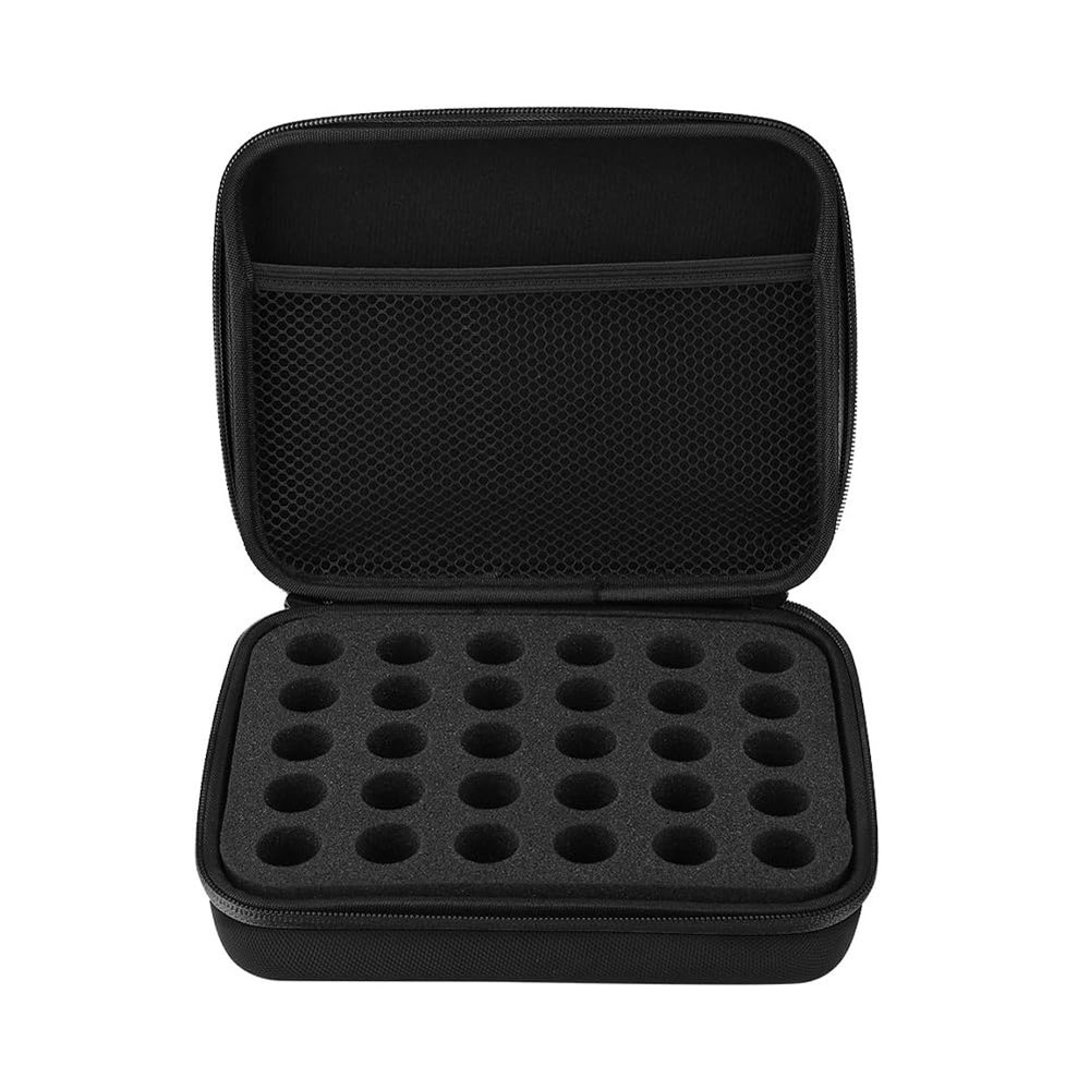 Essential Oil Case, EVA Carrying Storage Box Holds 30 Bottles Portable Traveling Essential Oils Organizer Hard Shell Shockproof Aromatherapy Collection Multi Handle Bag Foam Insert Double Zipper