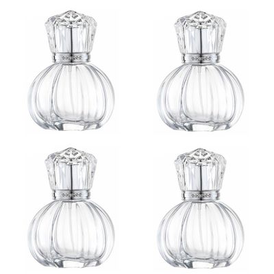 50ML Glass Perfume Bottles Empty Clear Crystal Spray Perfume Bottles with Siver Top Pumpkin Refillable Portable Refillable Reusable Perfume Atomizer Vials Refillable Cosmetic Containers for Perfume Essential Oils Liquids,4 Pack