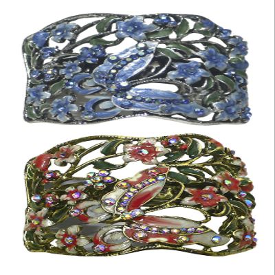 Set of 2 Crystal Butterfly Hair Holder Barrettes Ponytail Hair Barrettes for Women Girls YY86900-4-2sBlueSienna