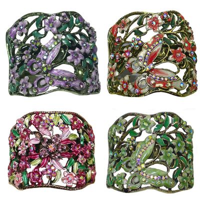 Set of 4 Crystal Butterfly Hair Holder Barrettes Ponytail Hair Barrettes for Women Girls YY86900-4gPurpleSiennaRoseGrn