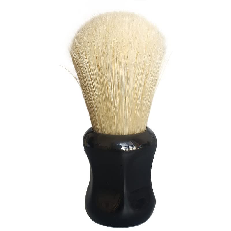 Dscosmetic plisoft boar bristle hair shaving brush good backbone and break in hair short handle (BLACK)
