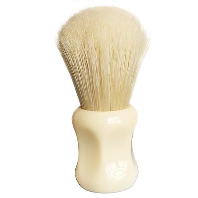 Dscosmetic plisoft boar bristle hair shaving brush good backbone and break in hair short handle (WHITE)