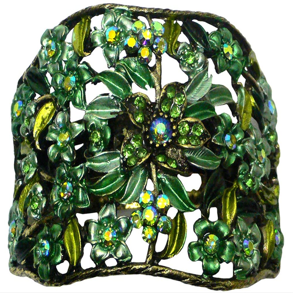 Crystal Flower Hair Holder Barrette Ponytail Hair Barrette for Women Girls YY86900-5green