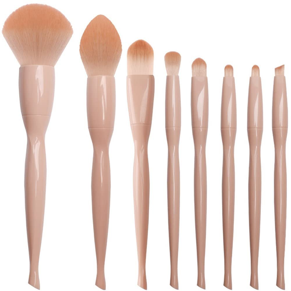 New Cute makeup brush Set For Cosmetic Soft Beauty Foundation Makeup Tools Microcrystalline Silk Fiber Hair 8 Makeup Brush Set loose powder brush brush foundation brush lip brush (Skin tone 8 brushes)