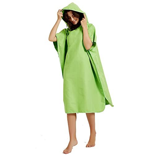 VeiledMoon Changing Robe with Hood Super Soft Towel Bathrobe Poncho for Swimming Diving Beach Water Sport Fast Dry Up