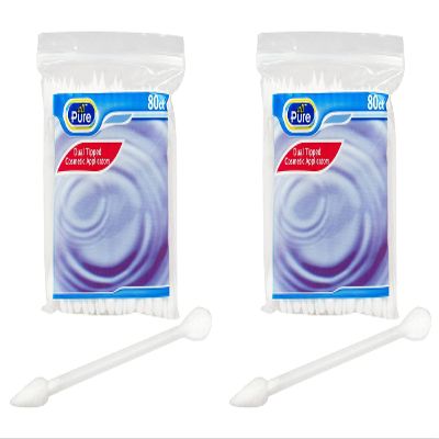 All Pure Cosmetic Applicators - 80 ct (2 PACK) Dual Tipped One Pointed Tip & One Flattened tip