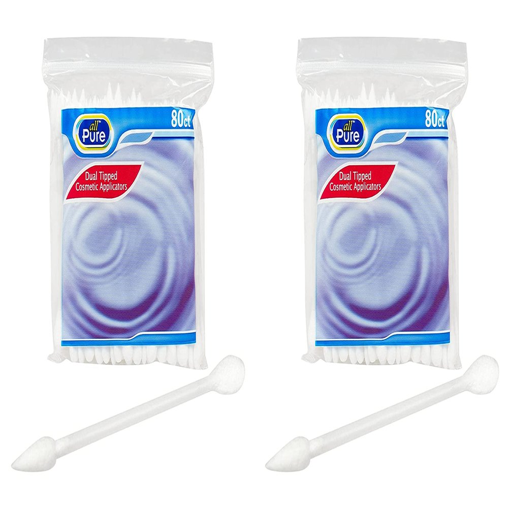 All Pure Cosmetic Applicators - 80 ct (2 PACK) Dual Tipped One Pointed Tip & One Flattened tip
