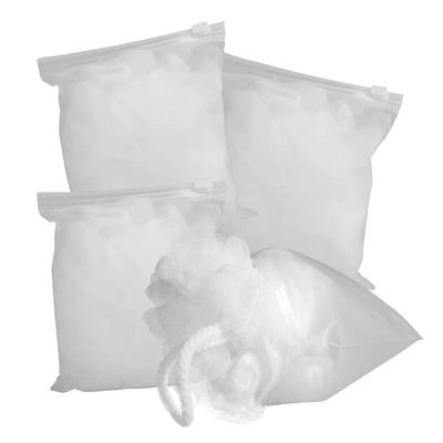 +Skin Travel Size Gym Small (35gm) Shower Bath Loofah Sponge Scrub Mesh Pouf Puff with Waterproof Resealable Case for Home, Travel, and Gym use (4 Pack)