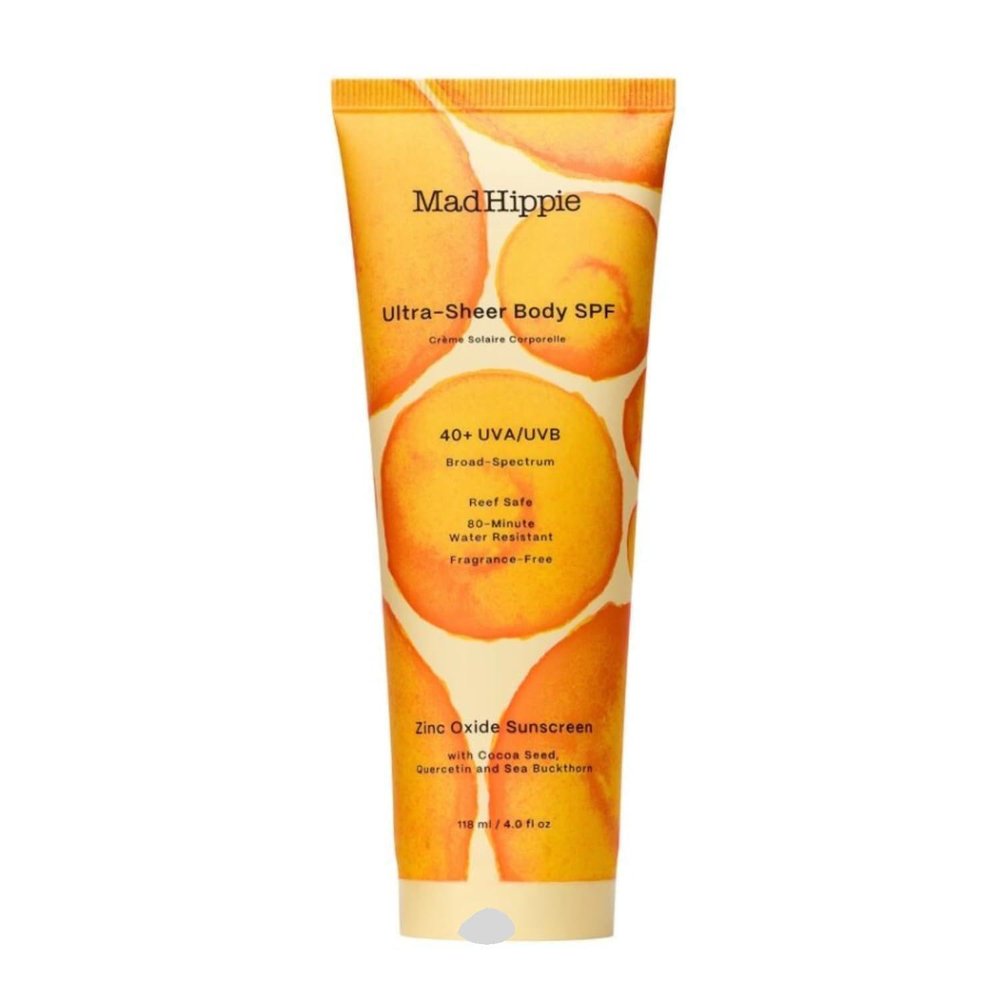 Mad Hippie Body Sunscreen SPF 40, Ultra Sheer Mineral Lotion with Zinc Oxide, Antioxidant Sun Protection, Fragrance-Free, Reef Safe, 4 Oz