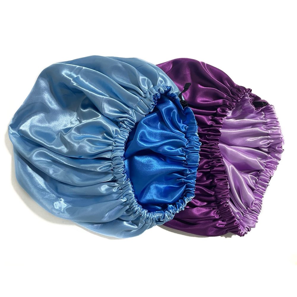2PCS Satin Bonnet for Sleeping, Adjustable Silk Sleep Bonnets for Curly Hair, Braids, Big Hair