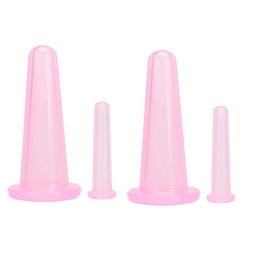 Beetoo Natural Silicone Massage Cup, Anti Cellulite Facial Cupping Therapy for Face Neck Body, Vacuum Suction Massage Cups, Anti-Aging Beauty Tool (Pink)