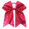 Xansema 6.5 Inches Sequins Hair Bows Elastic Hair Tie Ribbon Large Cheer Bow Ponytail Holder Hair Band for Women Girls Kids Teens (Rose) view 1