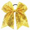Xansema 6.5 Inches Sequins Hair Bows Elastic Hair Tie Ribbon Large Cheer Bow Ponytail Holder Hair Band for Women Girls Kids Teens (Yellow) view 1