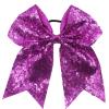 Xansema 6.5 Inches Sequins Hair Bows Elastic Hair Tie Ribbon Large Cheer Bow Ponytail Holder Hair Band for Women Girls Kids Teens (Purple) view 1
