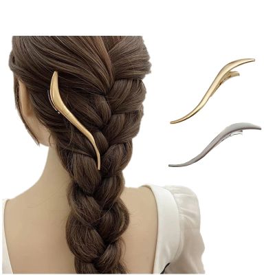 2 Pieces Duckbill Clips for Womens Girls 5.1 Inches S Shape Wavy Anti Slip Barrette Metal Hairpin Ponytail Hair Clip