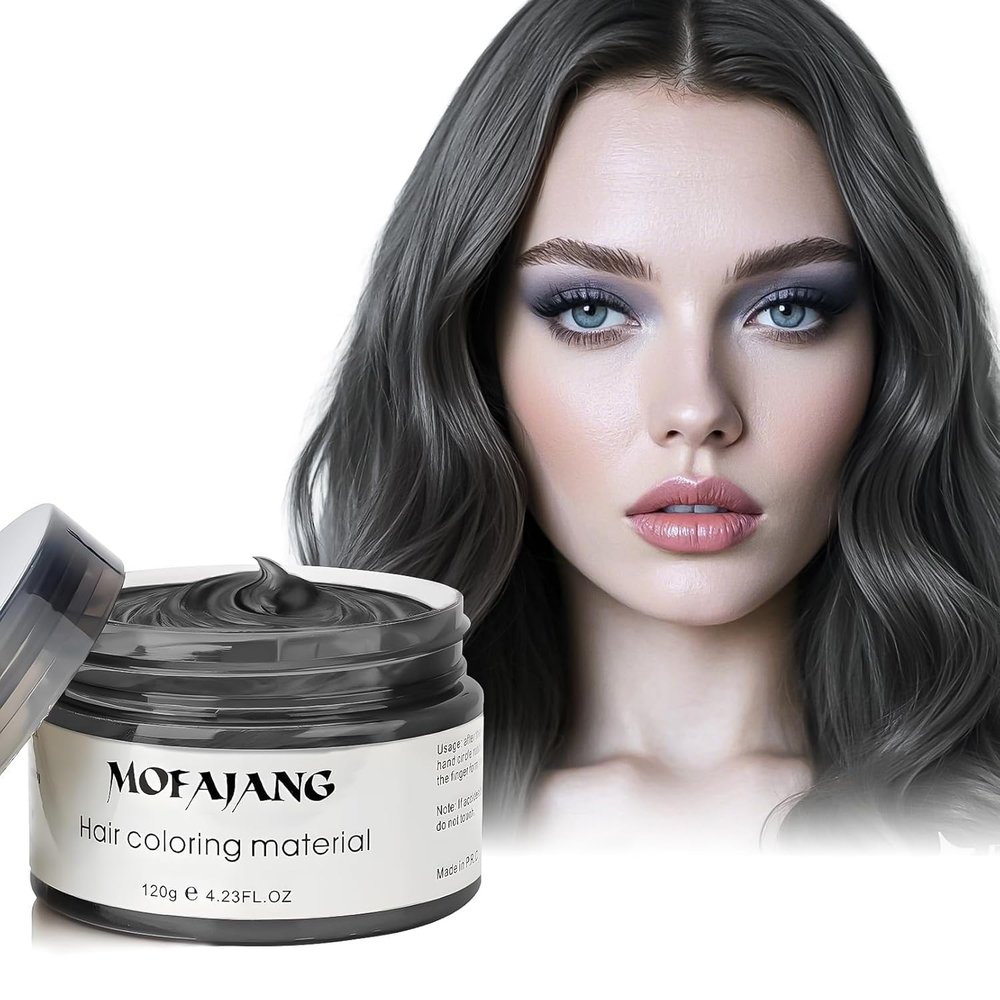 Black Temporary Hair Color Wax - SOVONCARE Washable Gray Hair Dye for Men & Women, All-Day Hold Disposable Hair Styling Clays for Party, Cosplay & Daily 4.23 oz