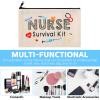 Saintrygo 20 Pieces Nurse Survival Kit Cosmetic Bag Funny Makeup Bag Christmas Nurses Week Gifts Bulk Canvas Multi Purpose Zipper Toiletry Pouch Practitioner Gifts for Women School Supplies view 4