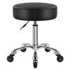 WKWKER Heavy Duty Rolling Stool with Wheels Hydraulic Swivel Adjustable Rolling Stool Ergonomic Thick Leather Seat Chair for Kitchen Drafting Lab Office Salon Massage  Black view 1