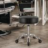WKWKER Heavy Duty Rolling Stool with Wheels Hydraulic Swivel Adjustable Rolling Stool Ergonomic Thick Leather Seat Chair for Kitchen Drafting Lab Office Salon Massage  Black view 2