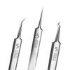 Professional Facial Blackhead Remover Tweezers,3Pcs Precision Pimple Popper Tool Kit for Whitehead Ance Blemishs Comedones Stainless Steel Makeup Tool - Matte view 1