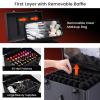 Professional 3 in 1 Rolling Makeup Case Cosmetology Case on Wheels 2 Large Drawer Nail Case Trolley Traveling Cosmetic Train Case with Makeup Pouch for Artists Nail Technician Salon Cart Trunk Black view 4