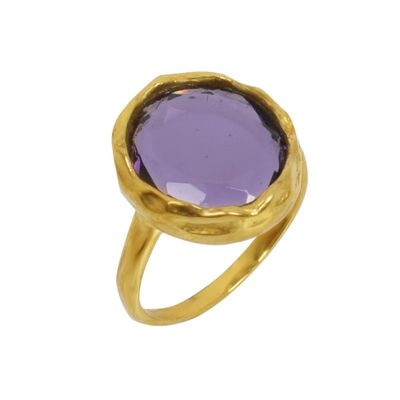 Shilpi Impex Gold Plated Brass Purple Amethyst Hydro Ring For Men and Women (11)