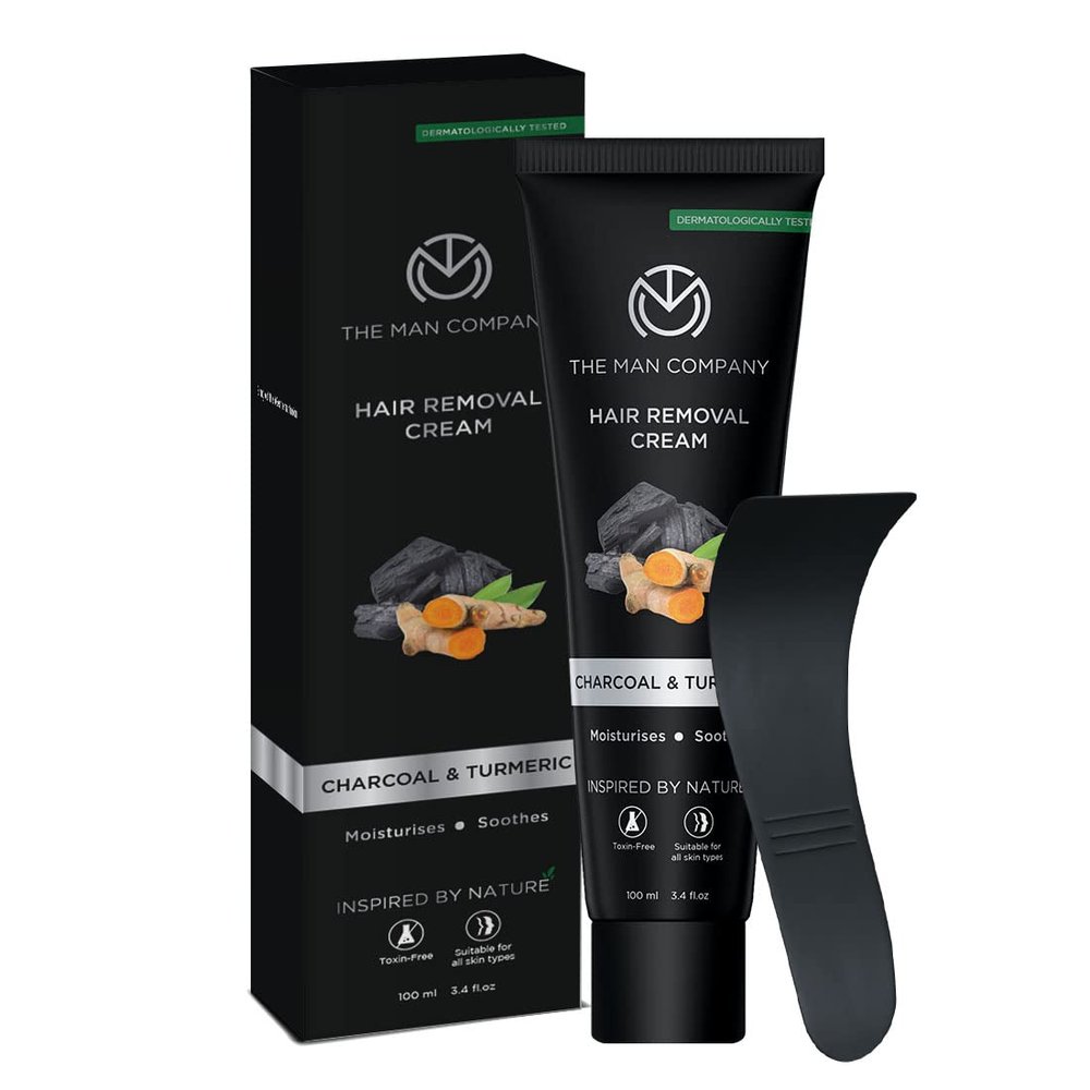The Man Company Hair Removal Cream Enriched with Charcoal & Turmeric Dermatologically Tested For All Skin Types (100 g (Pack of 1))