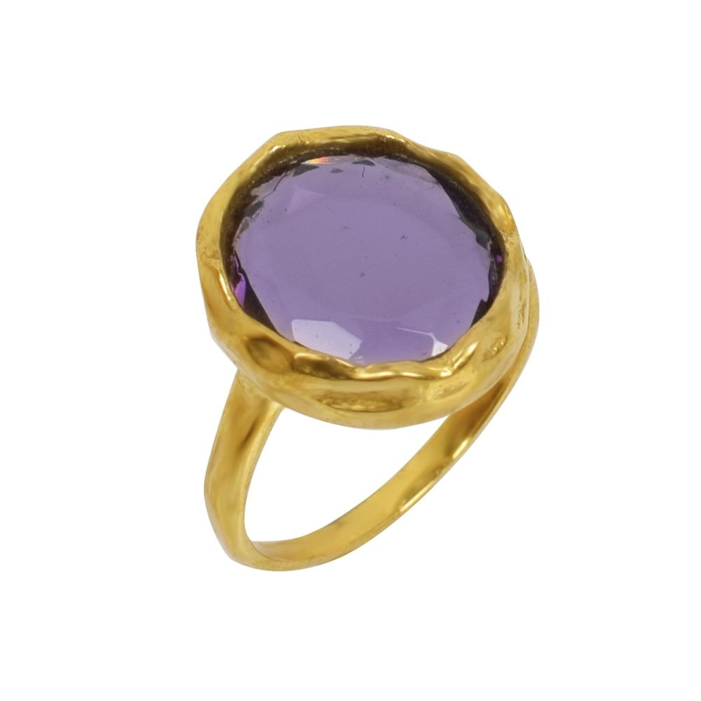 Shilpi Impex Gold Plated Brass Purple Amethyst Hydro Ring For Men and Women (8)