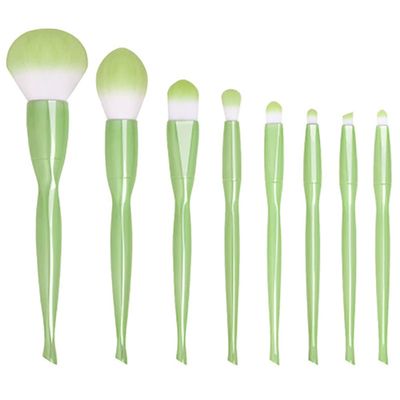 Professional Makeup Brushes Green 8pcs Set Brushes Makeup Soft Skin-friendly Strong Powder Catching Power Beauty Portable Loose Powder Blush Brush Set Eye shadow brush (8 sets of brushes + brush pack)