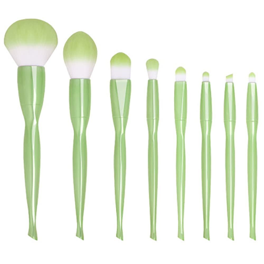 Professional Makeup Brushes Green 8pcs Set Brushes Makeup Soft Skin-friendly Strong Powder Catching Power Beauty Portable Loose Powder Blush Brush Set Eye shadow brush (8 sets of brushes + brush pack)