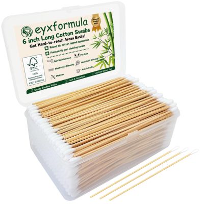 Eyxformula 500 PCS 6 Inch Long Cotton Swabs with Upgraded Sturdy Bamboo Sticks Lint-Free & Sufficient Cotton Tipped Applicators for Dog Ear Cleaning, Gun Maintenance, Makeup, Pet Care, Art & Crafts