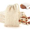 8 Pack Soap Bag Natural Sisal Soap Saver Bag Pouch Mesh Waste Exfoliating Foaming and Drying Soap Holder for Shower view 1