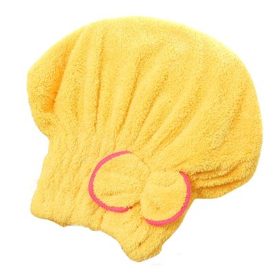 1PC Microfiber Hair Drying Caps Hair Towel Wrap, Microfiber Hair Towel Super Absorbent Quick Dry Hair Turban for Drying Curly, Fast Drying Hair Turban Wrap Towels Shower Cap,Yellow