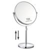 17" Tall Tabletop Magnifying Makeup Mirror Height Adjustable Vanity Mirror 1X/10X Magnification, 8" Large Double-Sided 360 Swivel Classic Round Desktop Make Up Mirror for Bathroom & Bedroom, No Light view 1