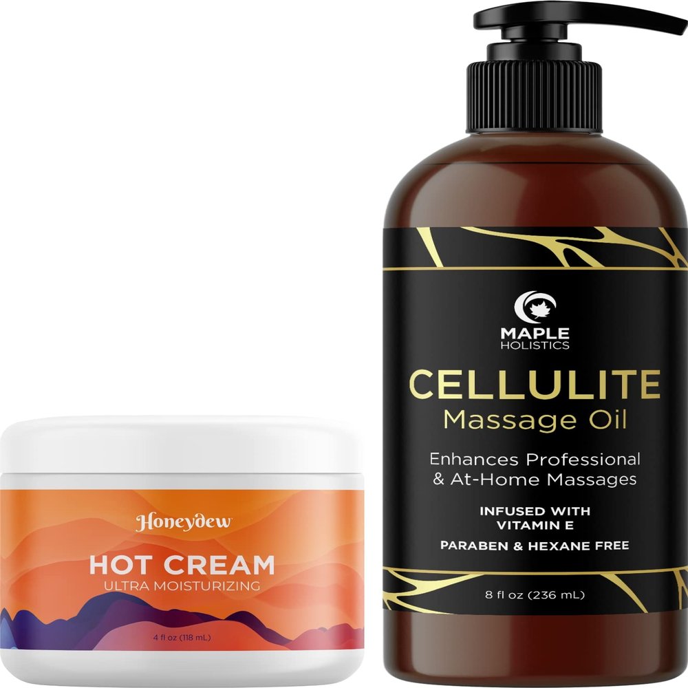 Anti Cellulite Massage Oil - Skin Firming Hot Cream and Cellulite Oil for Men and Women with Essential Oils - Advanced Formula for Thighs and Butt