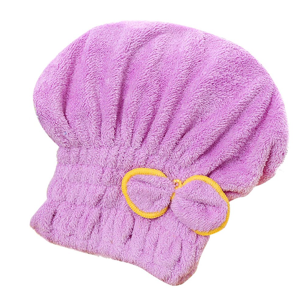 1PC Microfiber Hair Drying Caps Hair Towel Wrap, Microfiber Hair Towel Super Absorbent Quick Dry Hair Turban for Drying Curly, Fast Drying Hair Turban Wrap Towels Shower Cap,Purple