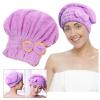 1PC Microfiber Hair Drying Caps Hair Towel Wrap, Microfiber Hair Towel Super Absorbent Quick Dry Hair Turban for Drying Curly, Fast Drying Hair Turban Wrap Towels Shower Cap,Purple view 2