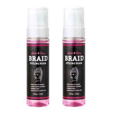 Nicole & Alyssa - Braid Styling Foam 7.2oz - Premium Braid Foam Control Mousse - Extra Hold & High Shine for Braids, Twists, Locs - Moisturizing Formula, Flake-Free - Lightweight