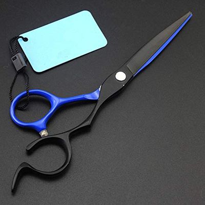 Professional Hair Cutting Shears, Professional Japan steel 6 inch black blue hair scissors haircut scissor thinning barber hair cutting shears hairdresser scissors (Color : Cutting)