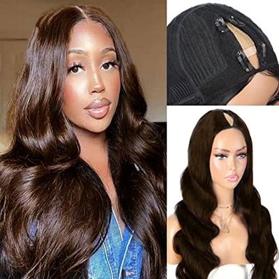 180% Density Body Wavy V Part Wig Human Hair No Leave Out Side Part Glueless Wig Human Hair Wigs for Women