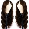 180% Density Body Wavy V Part Wig Human Hair No Leave Out Side Part Glueless Wig Human Hair Wigs for Women (20inch,dark brown) view 2