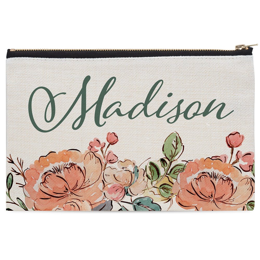 Amazing Items Single - Bridesmaid Gifts, Personalized Makeup Bag, 9 Floral Designs, Custom w/Name, Bridesmaid Proposal Gifts, Bridal Shower Gifts, Makeup Bag Sets