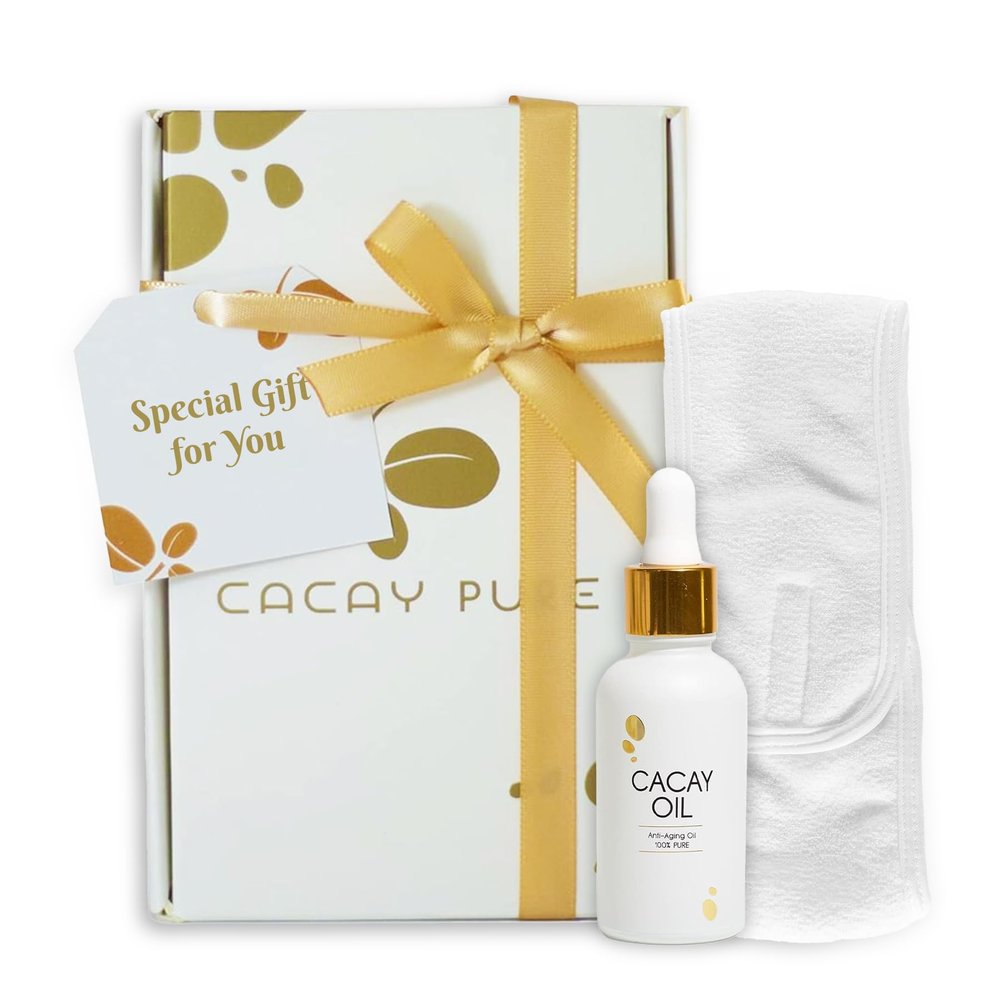 Cacay Pure Anti-Aging Oil Natural Retinol Cacay Oil for Face, Hair, and Body | Organic Vitamin E Oil for Lip & Cuticle Care | Organic Face & Skin Oil Therapy (Cacay Oil + Spa Headband) (30ml)