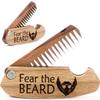 Beard Comb Personalized Gifts Anniversary Gift Wooden Brush Custom Comb Groomsmen Gift Hair Brush Pocket Brush Birthday Gift for Boyfriend (Walnut, Fear The Beard) view 1