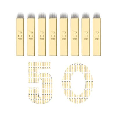 50Pcs Disposable Eyebrow Microblading,Microblading Pen,Eyebrow Microblading,PCD 12Pin Shape Manual Microblading Tool (0.25mm-12U)