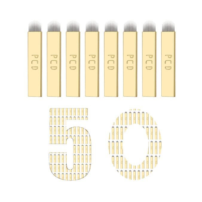 50Pcs Disposable Eyebrow Microblading,Microblading Pen,Eyebrow Microblading,PCD 12Pin Shape Manual Microblading Tool (0.25mm-12U)